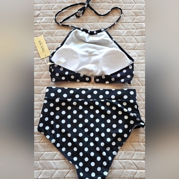 55.🆕Small Halter Top Low Waisted Bottom & Extra High Waist Polka Dot Bottom - Picture 5 of 11